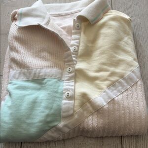 Lavon vintage collared pastel 1980’s blush pink 3/4 sleeve top large